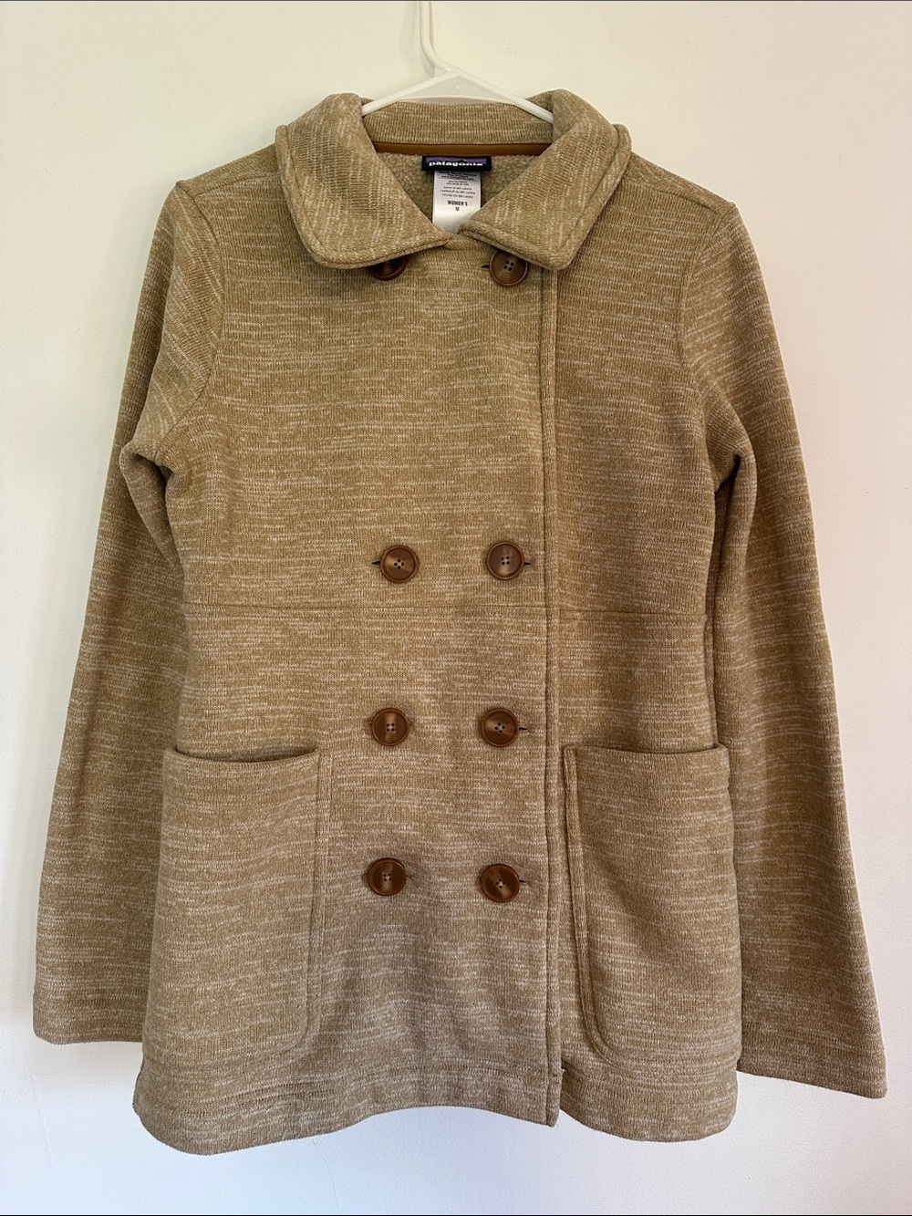Patagonia Women's Double-Breasted Pea Coat in Tan Heather